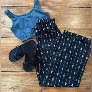 Joe B - XS Black & White Boho Flowy Wide Leg Pants